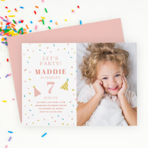 Budget Sprinkles Kids Photo Birthday Party Invitation