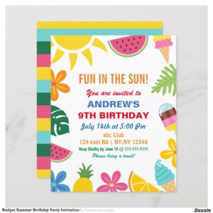 Budget Summer Birthday Party Invitation