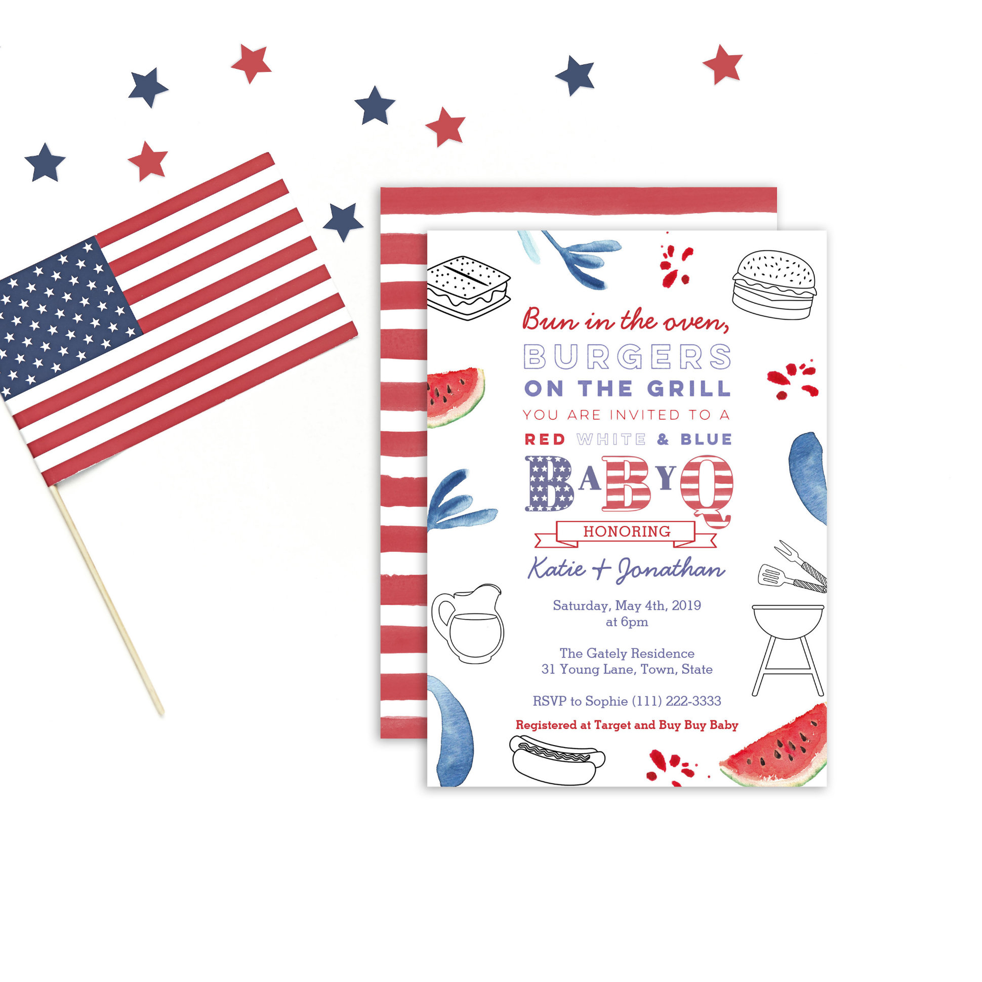 Bun in the Oven, Burgers on the Grill Baby Shower Invitation