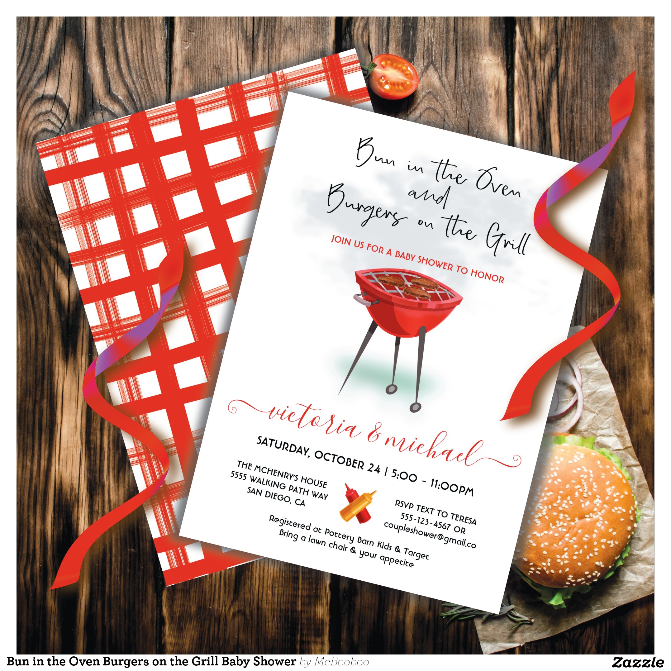 Bun in the Oven Burgers on the Grill Baby Shower Invitation