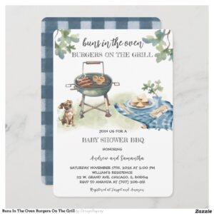 Buns In The Oven Burgers On The Grill Invitation
