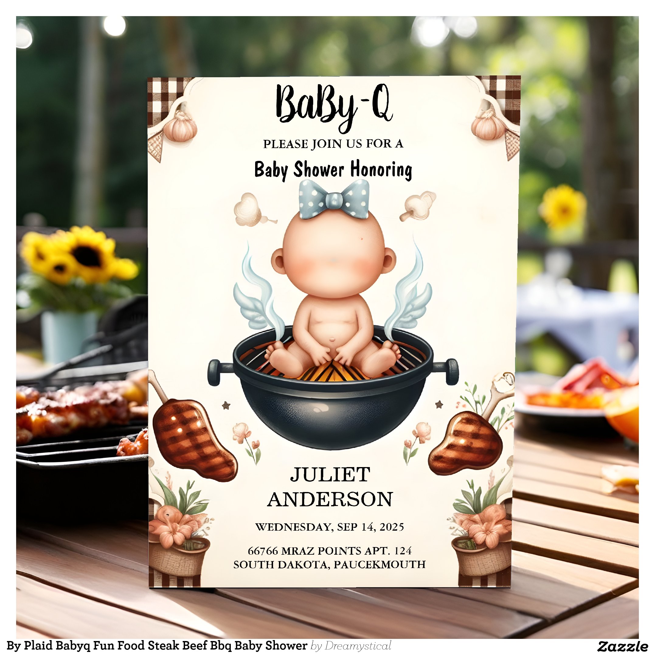 By Plaid Babyq Fun Food Steak Beef Bbq Baby Shower Invitation