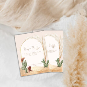 Cactus Desert Cowboy Diaper Raffle Baby Shower Enclosure Card