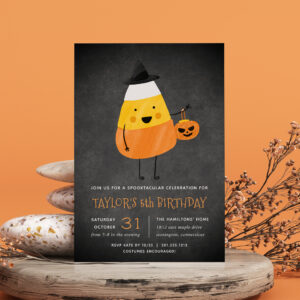 Candy Corn Halloween Birthday Party Invitation
