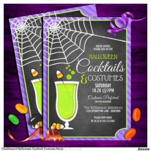 Chalkboard Halloween Cocktail Costume Party Invitation