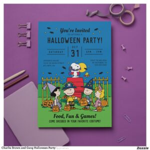 Charlie Brown and Gang Halloween Party Invitation