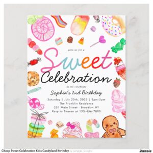 Cheap Sweet Celebration Kids Candyland Birthday Flyer