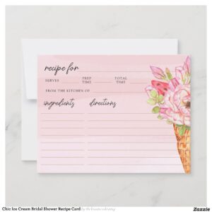 Chic Ice Cream Bridal Shower Recipe Card