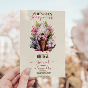 Chic Modern Watercolor Ice Cream Bridal Shower Invitation