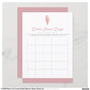 CLARA Retro Ice Cream Bridal Shower Bingo Game Inv Invitation
