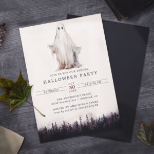 Classic Sheet Ghost Spooky Woods Halloween Party Invitation