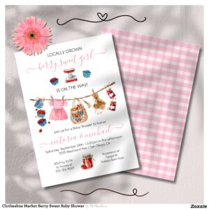 Clothesline Market Berry Sweet Baby Shower Invitation