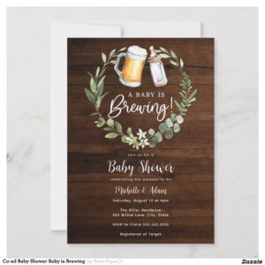 Co-ed Baby Shower Baby is Brewing Invitation