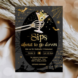 Cocktails and Costumes Brews Boos Booze Halloween Invitation