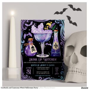 Cocktails and Costumes Witch Halloween Party Invitation