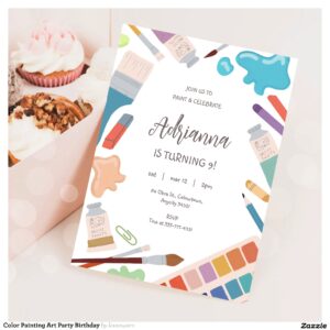 Color Painting Art Party Birthday Invitation