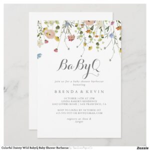 Colorful Dainty Wild BabyQ Baby Shower Barbecue Invitation