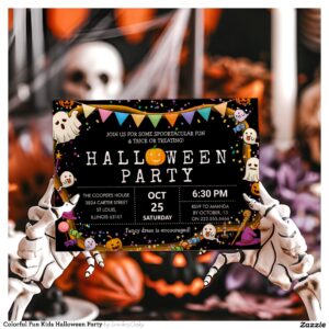 Colorful Fun Kids Halloween Party Invitation