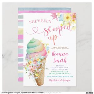 Colorful pastel Scooped up Ice Cream Bridal Shower Invitation