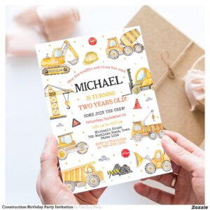 Construction Birthday Party Invitation