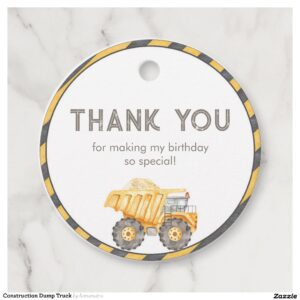 Construction Dump Truck Favor Tags
