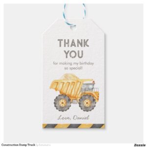 Construction Dump Truck Gift Tags