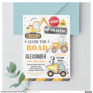 Construction Dump Truck Party Invitation