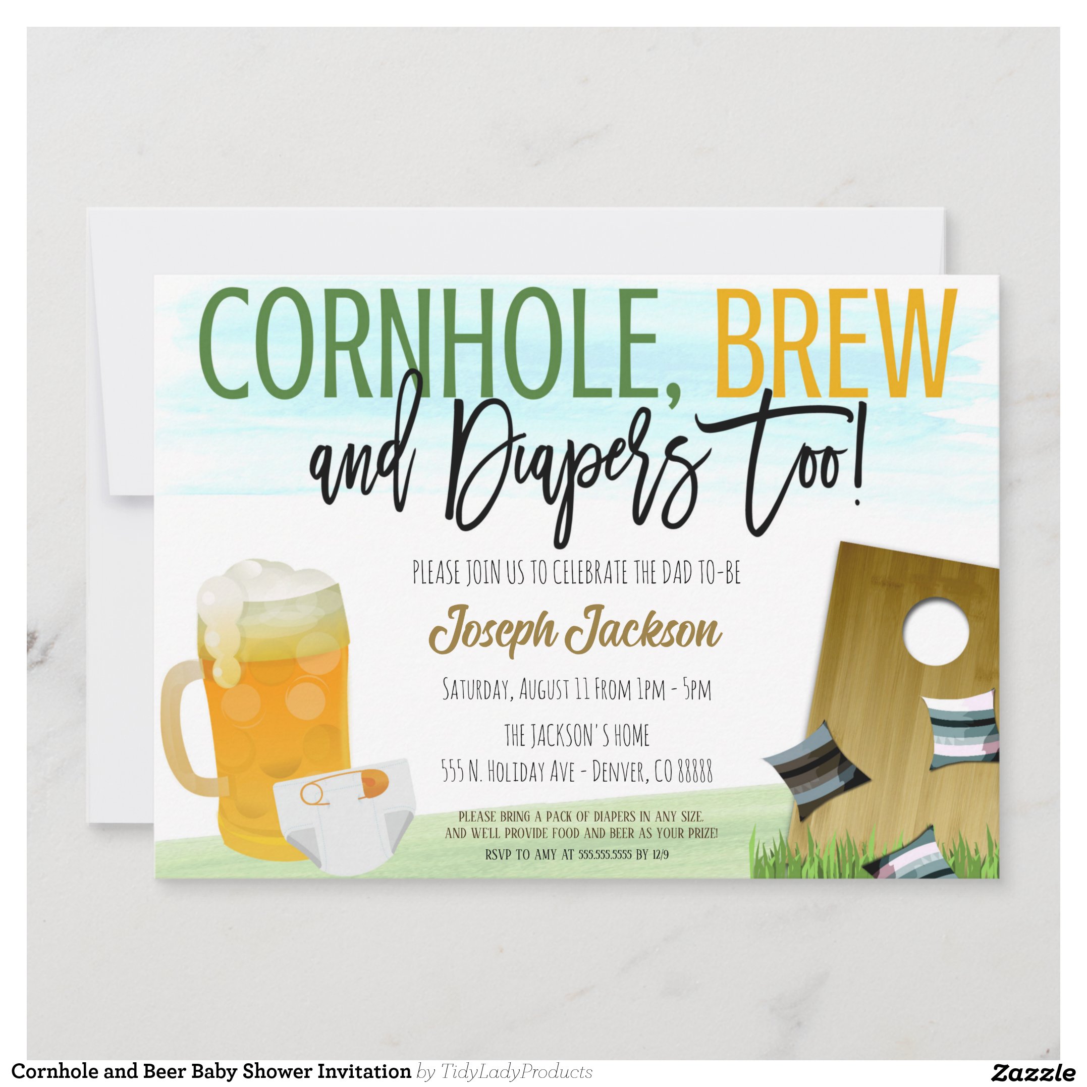 Cornhole and Beer Baby Shower Invitation