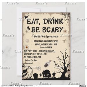 Costume Old And Vintage Party Halloween Invitation
