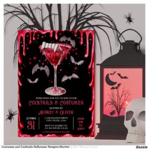 Costumes and Cocktails Halloween Vampire Martini Invitation