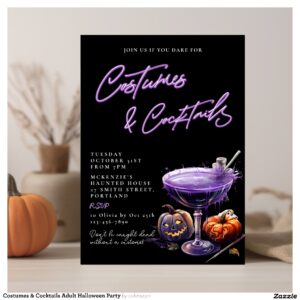 Costumes & Cocktails Adult Halloween Party Invitation