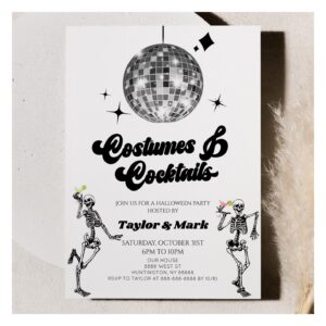 Costumes Cocktails Disco Skeleton Halloween Party Invitation