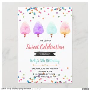 Cotton candy birthday party invitation