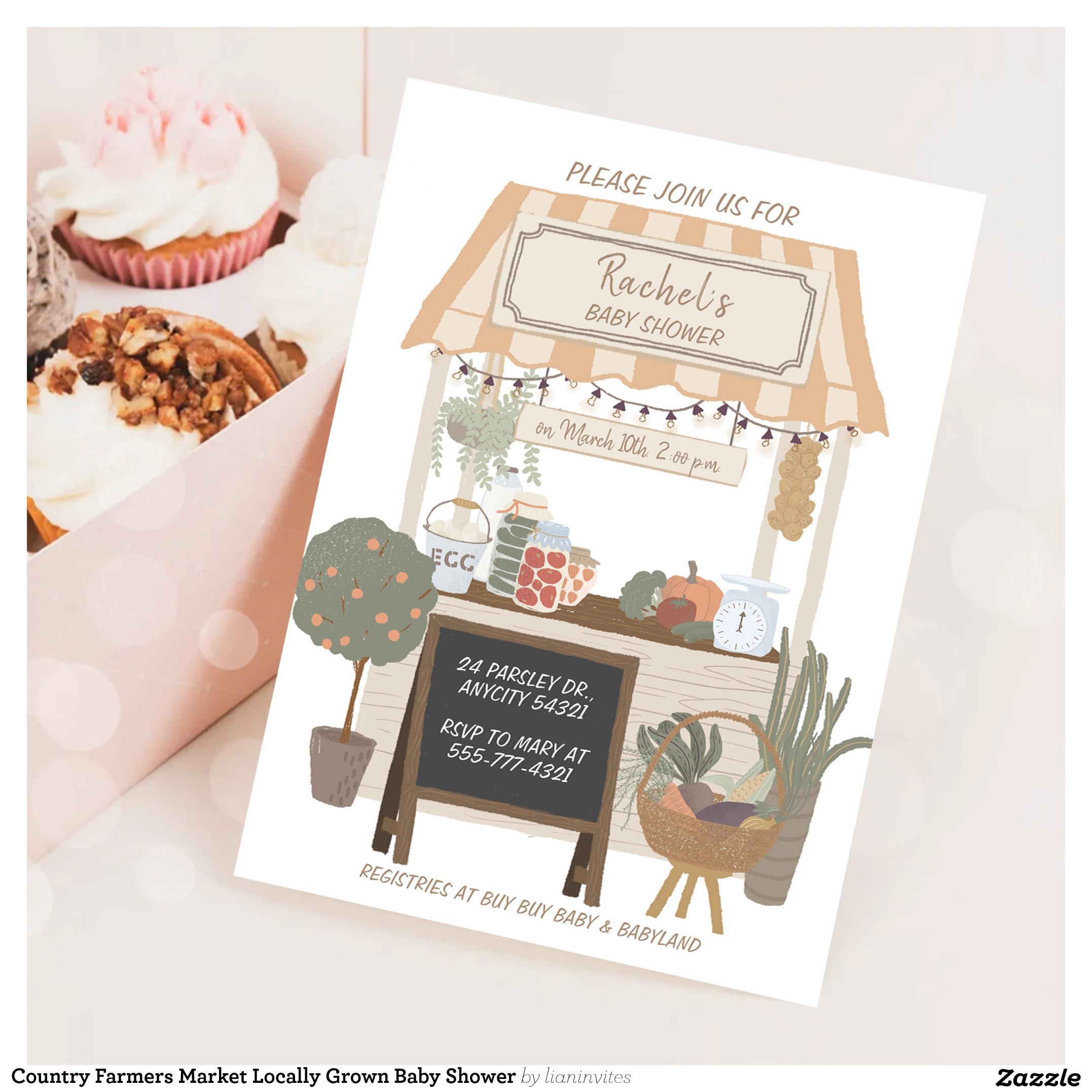 Country Farmers Market Locally Grown Baby Shower Invitation