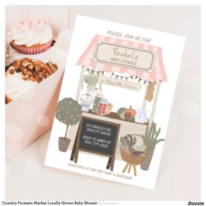 Country Farmers Market Locally Grown Baby Shower Invitation
