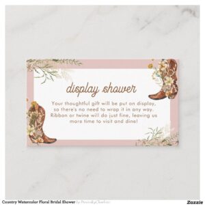 Country Watercolor Floral Bridal Shower Enclosure Card