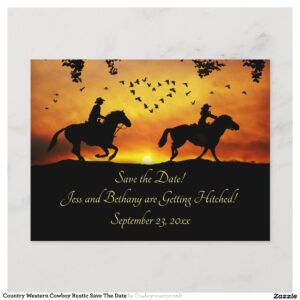 Country Western Cowboy Rustic Save The Date Invitation Postcard