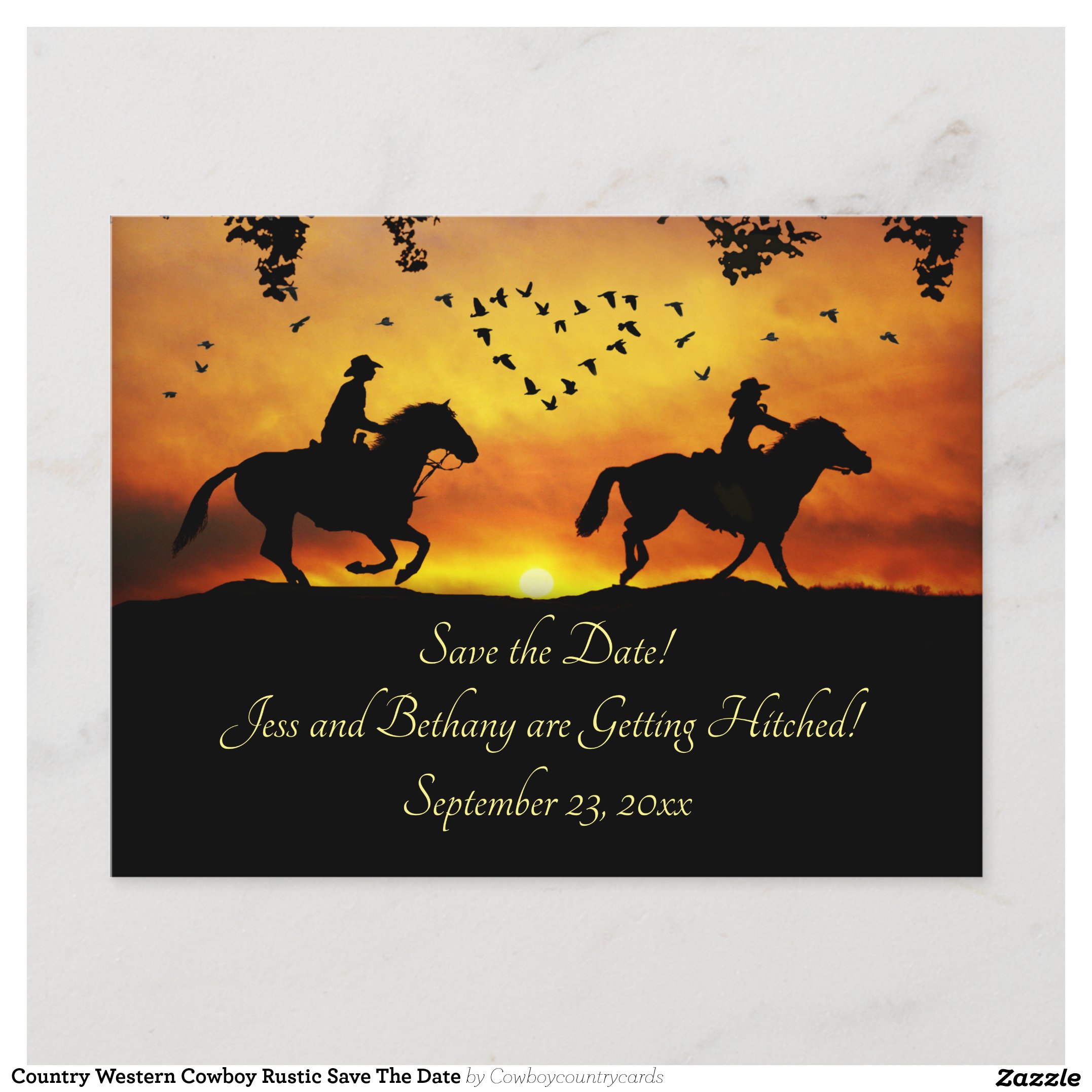 Country Western Cowboy Rustic Save The Date Invitation Postcard