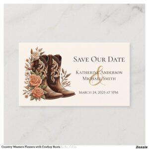 Country Western Flowers with Cowboy Boots Business Card