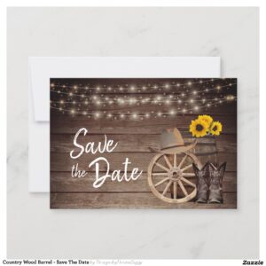 Country Wood Barrel - Save The Date