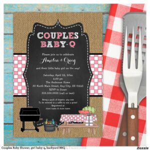 Couples Baby Shower, girl baby-q, backyard BBQ Invitation