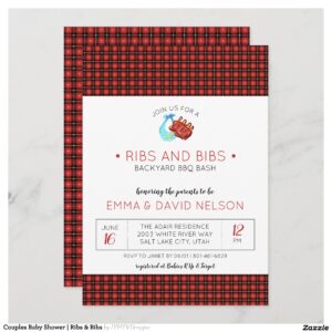Couples Baby Shower Ribs & Bibs Invitation