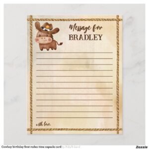 Cowboy birthday first rodeo time capsule card