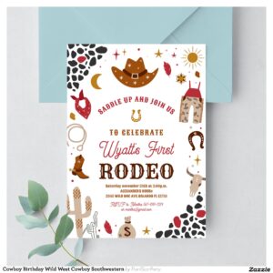Cowboy Birthday Wild West Cowboy Southwestern Invitation