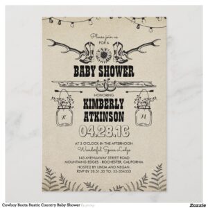 Cowboy Boots Rustic Country Baby Shower Invitation