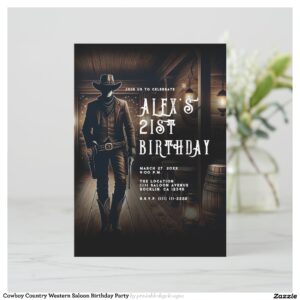 Cowboy Country Western Saloon Birthday Party Invitation