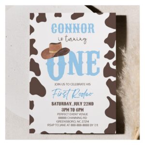 Cowboy Hat ONE First Rodeo 1st Birthday Party Invitation