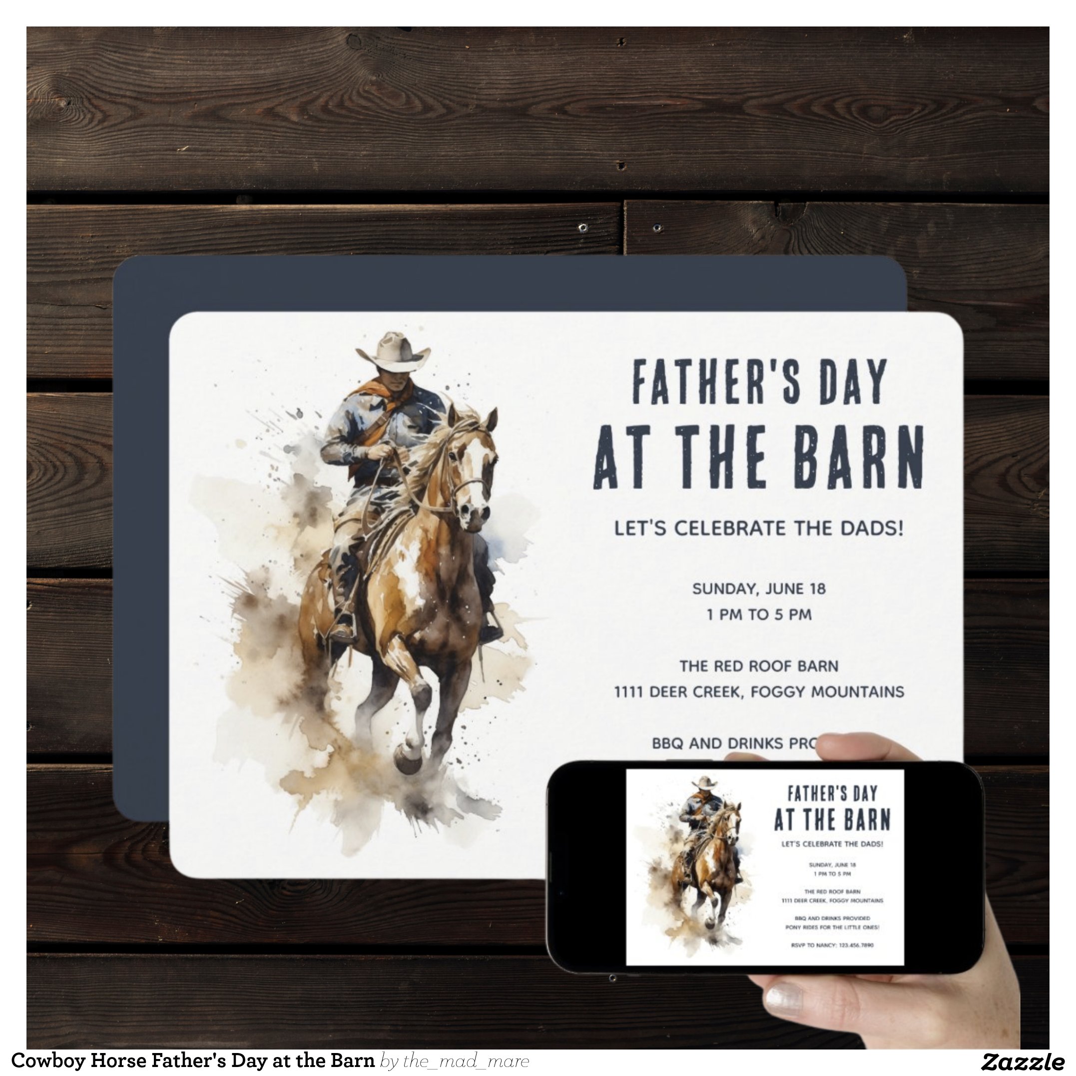 Cowboy Horse Father's Day at the Barn Invitation