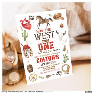 Cowboy How The West Was One 1st Rodeo Birthday Invitation