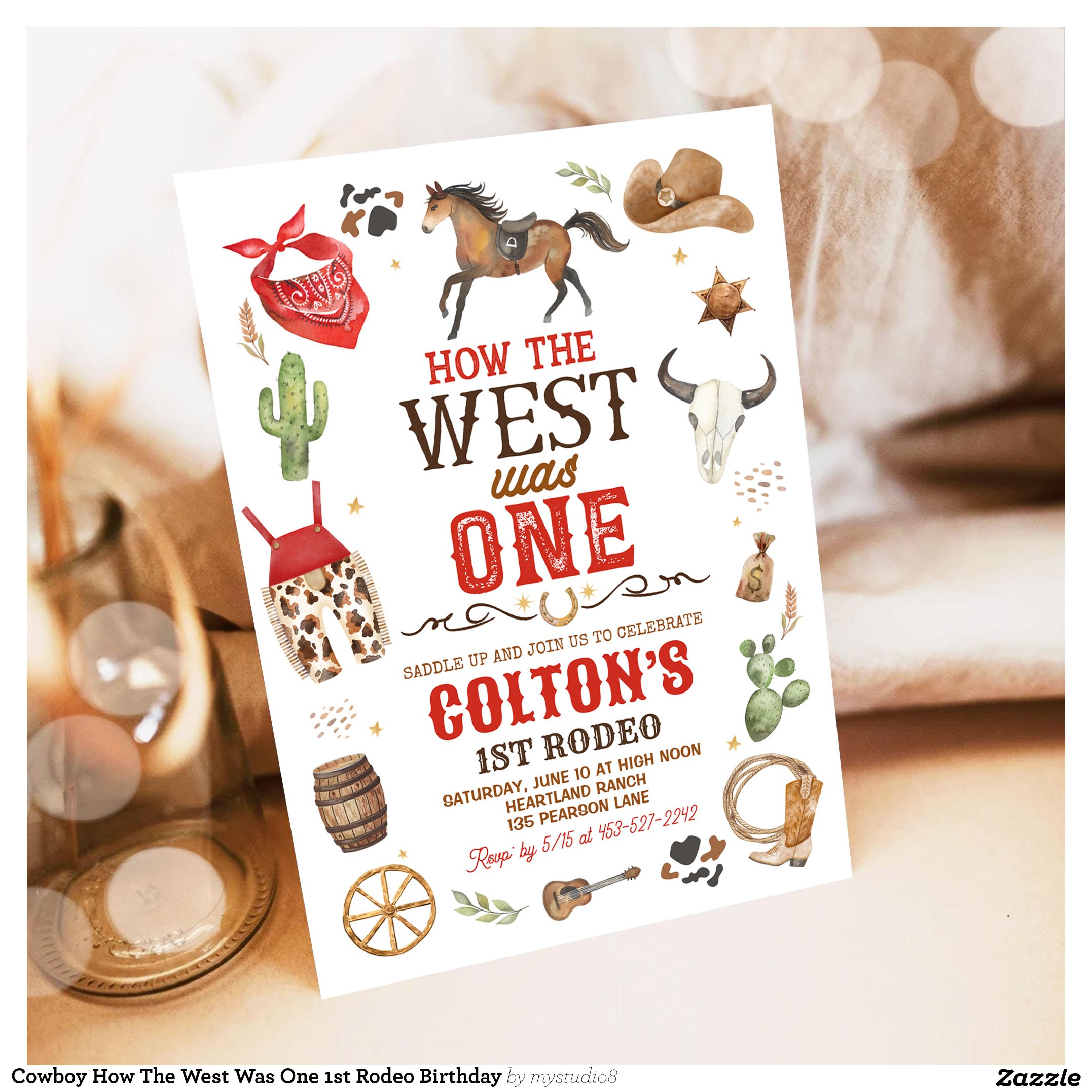 Cowboy How The West Was One 1st Rodeo Birthday Invitation